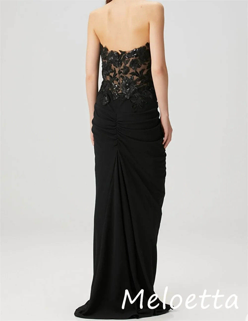 Customized Intricate Matching Jersey Sequined Pleat Straight Strapless Long Dresses Bespoke Occasion Retro