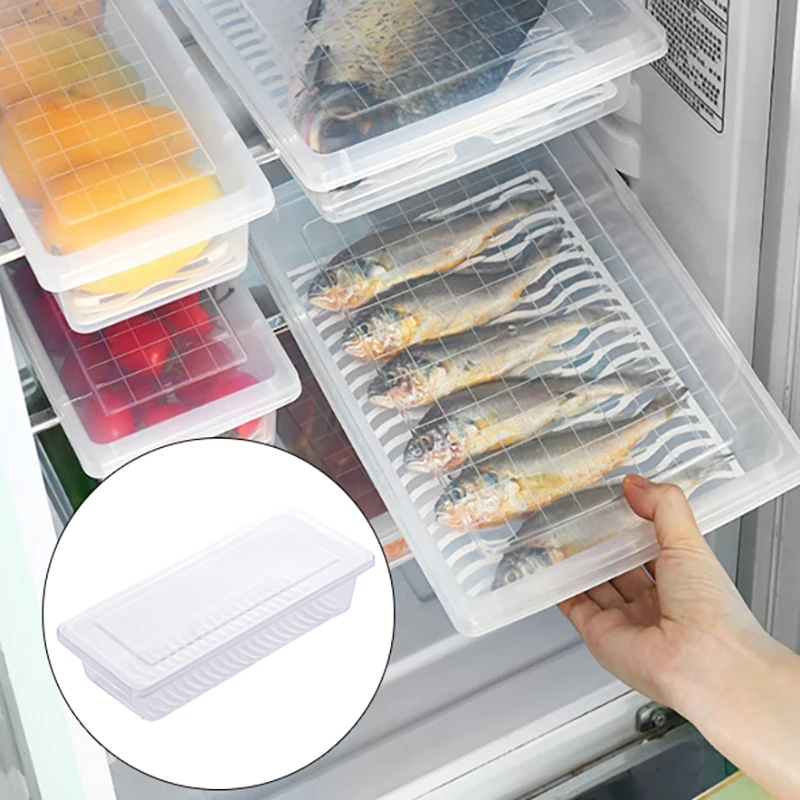 

Refrigerator Frozen Meat Box Food Preservation Box Transparent Freeze Meat Vegetable Fresh-Keeping Storage Container With Lid