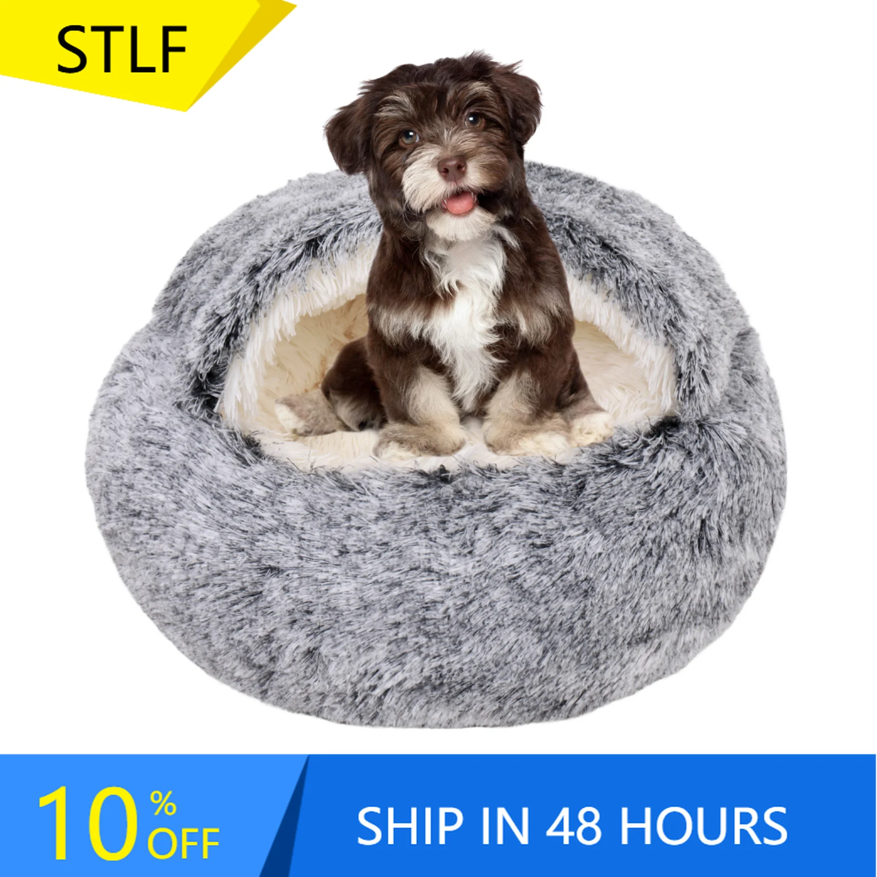 

STLF40CM Warm Solid Pattern Cat Bed Cave Long Plush Pet Nest Bed Sofa-like Soft Cushion for Winter Dropshipping Supported