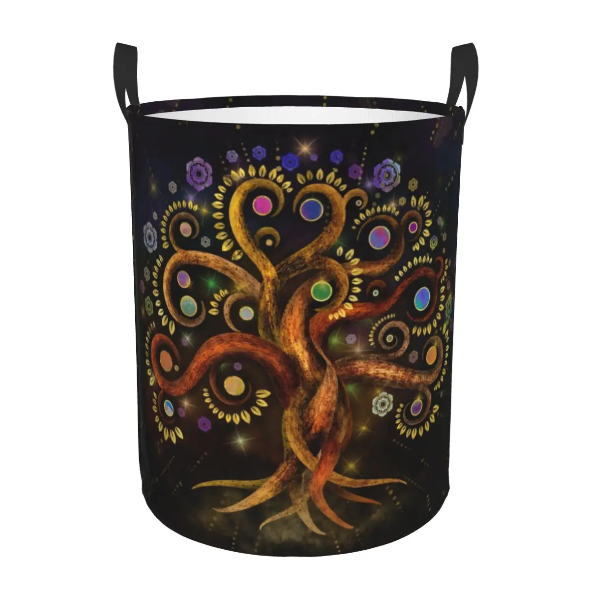 Tree Of Life Yggdrasil Rainbow Swirl Laundry Basket Foldable Large Clothes Storage Bin Baby Hamper