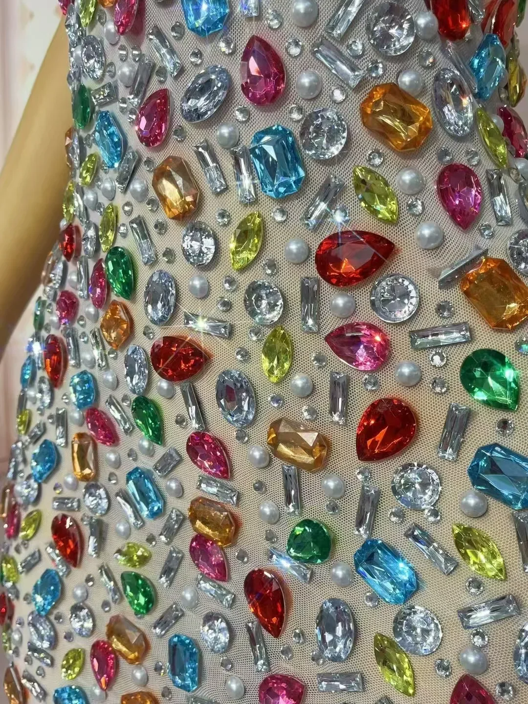 

Sexy Luxury event show Rhinestones Suspenders Mesh Dress Women performance Cocktail Party Evening Stage Photoshoot Costume