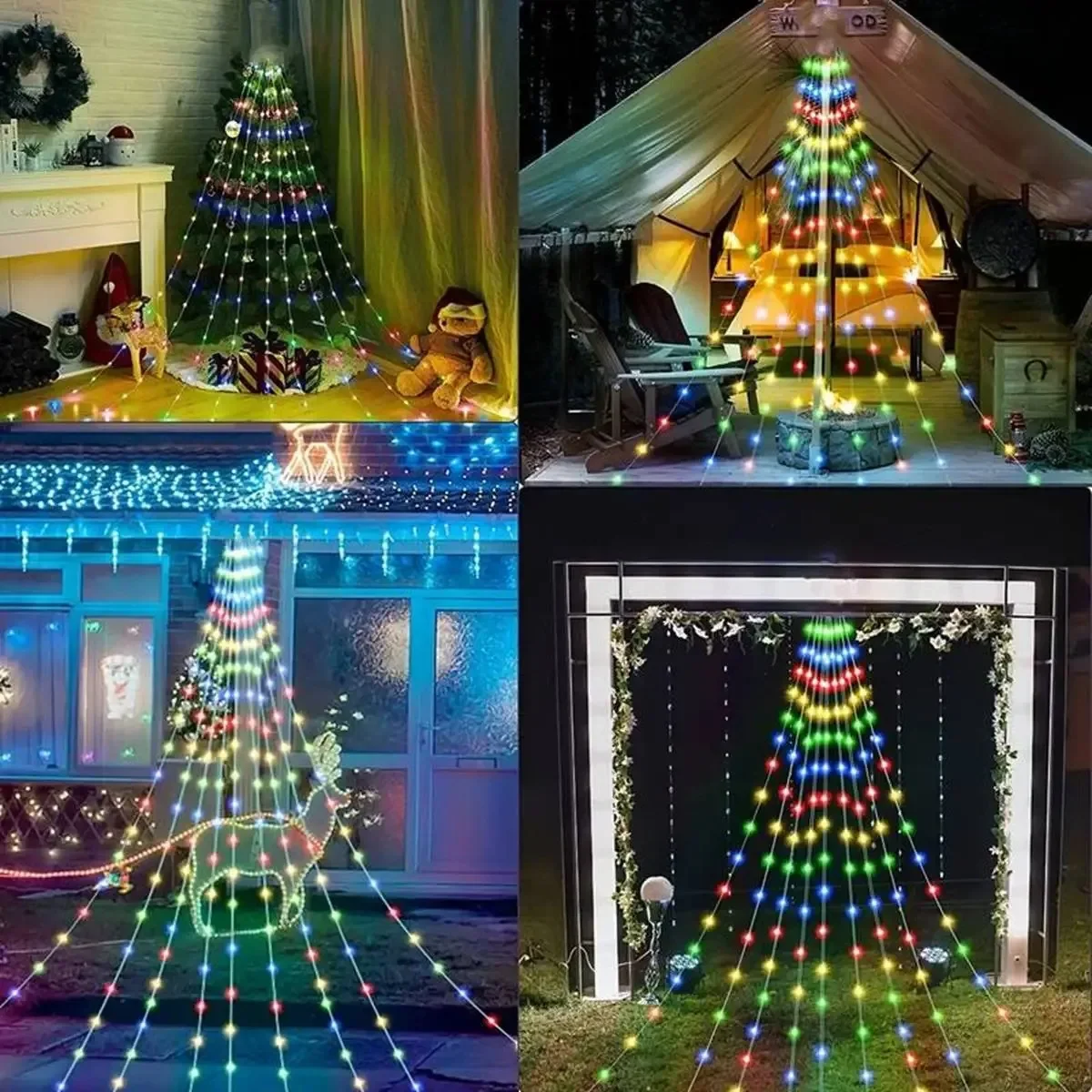 شجرة عيد الميلاد شريط إضاءة الزخرفية RGB ضوء النجوم سلسلة 180LED Dreamcolor شلال شجرة الجنية ضوء 8 طرق جليد ضوء #4