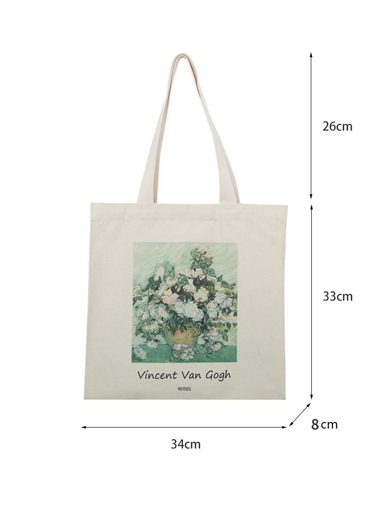 Van Gogh Morris Shoulder Bags for Women Vintage Shopping Bag with Handle Zipper Casual Canvas Tote Bag Bolsa Feminina