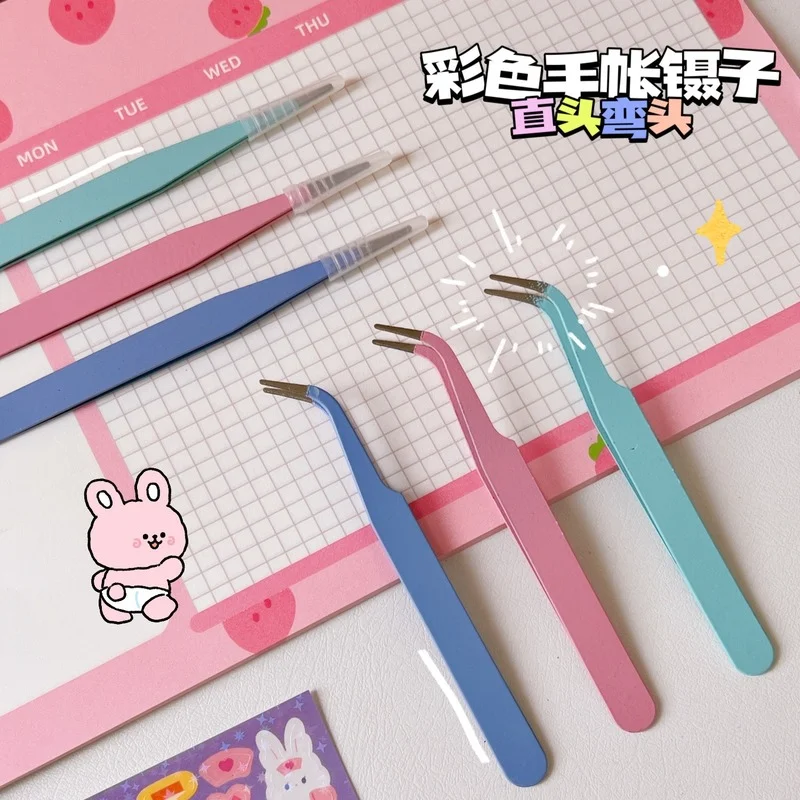 1PCS Macaron hand account special tweezers handmade diy sticker tool to make hand account succulent small clip