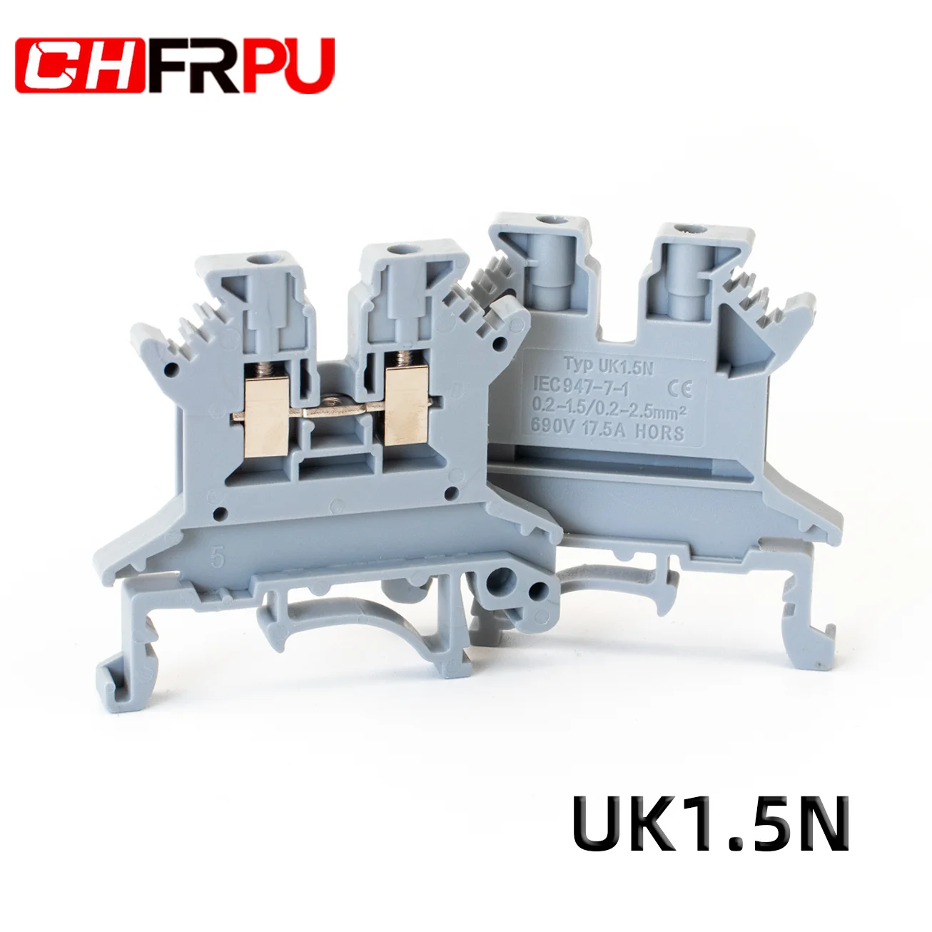 

CHFRPU 10PCS UK1.5N Universal DIN Rail Mounted Terminal Blocks Screw Type Connector Electrical Crimp Terminator