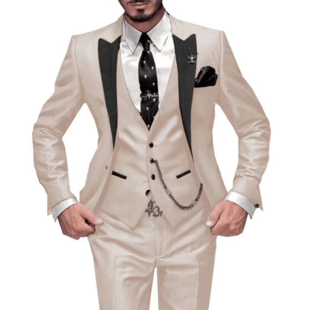 

Suit For Elegant Men Formal Slim Fit Men's Suit Set Blazer Vest And Pant Sets 3 Piece Luxury Costumes Wedding Dresses