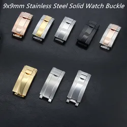 9X9mm Watch Band Glide Clasp For Rolex Oyster Perpetual Submariner Watch Buckle Butterfly Stainless Steel Solid Watch Buckle