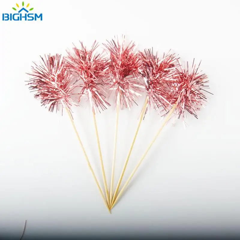 10Pcs Fireworks Sticks Compote Decorated Wooden Colorful Dessert Sign Cake Toppers Drink Stirrer Cocktail Tool Party Cake Decor