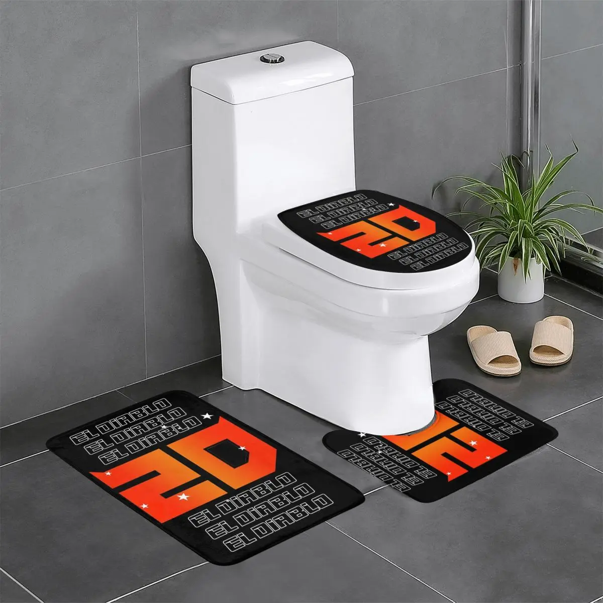 Custom Fabio Quartararo Bathroom Rugs Sets Non-Slip Absorbent French Motorcycle Racer 3 Pieces Bath Toilet Rugs Mats