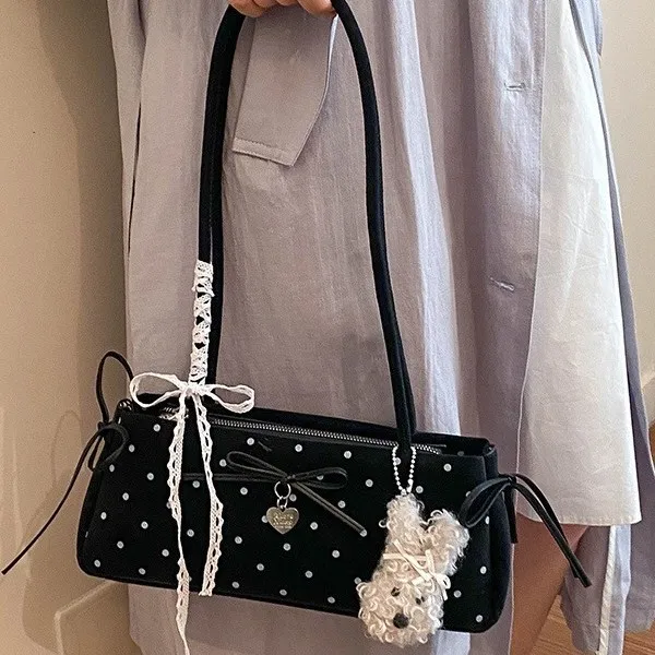 Korean Polka Dot Niche Underarm Bag for Women Summer Cute Top Handle Shoulder Bag Versatile Commute Handbag Crossbody Purse