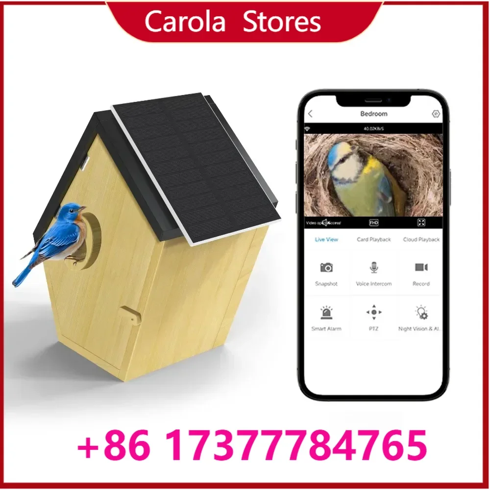 Birdhouse with HD App Notify Smart Birdhouse with Nest Auto Capture Photo & Video Birdhouse for Wild Bird Lovers
