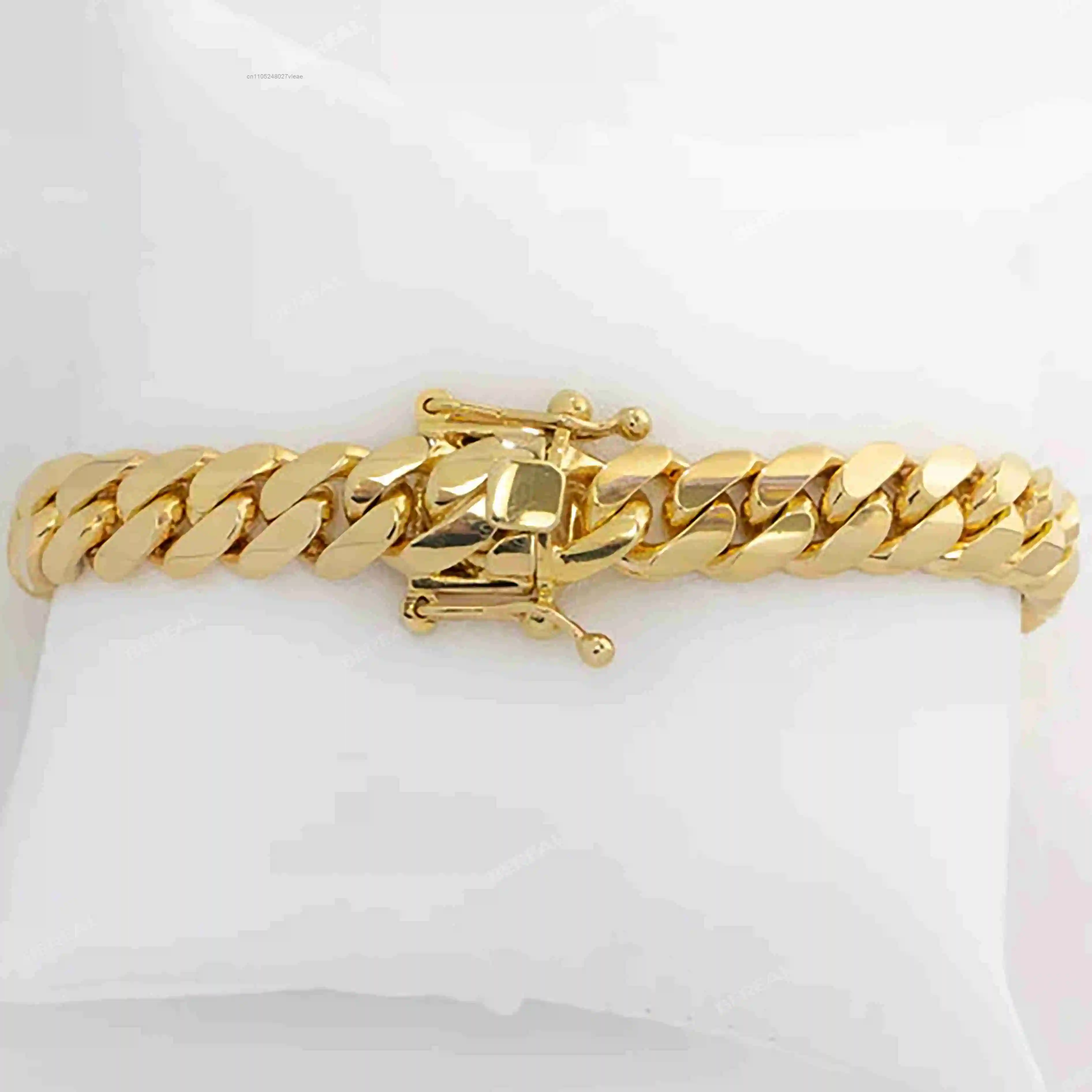 Hop Hip Bold Custom 18K Solid Gold Cuban Chain Bracelet Iced Out Moissanite Diamonds Statement Item..