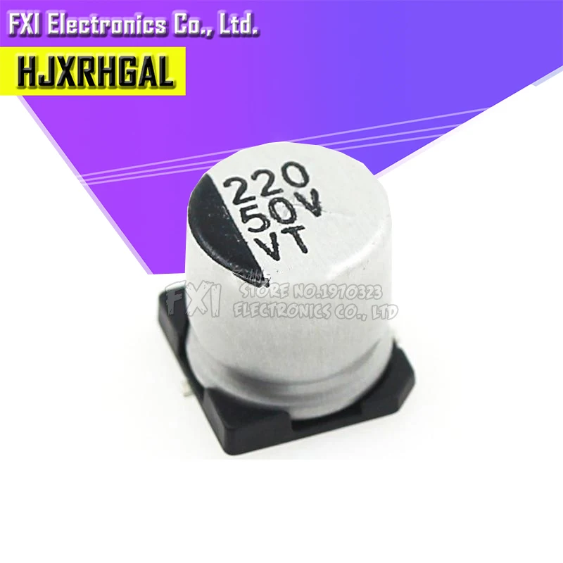 

10PCS Electrolytic capacitor 50V220UF 10*10.5mm SMD aluminum electrolytic capacitor 220uf 50v