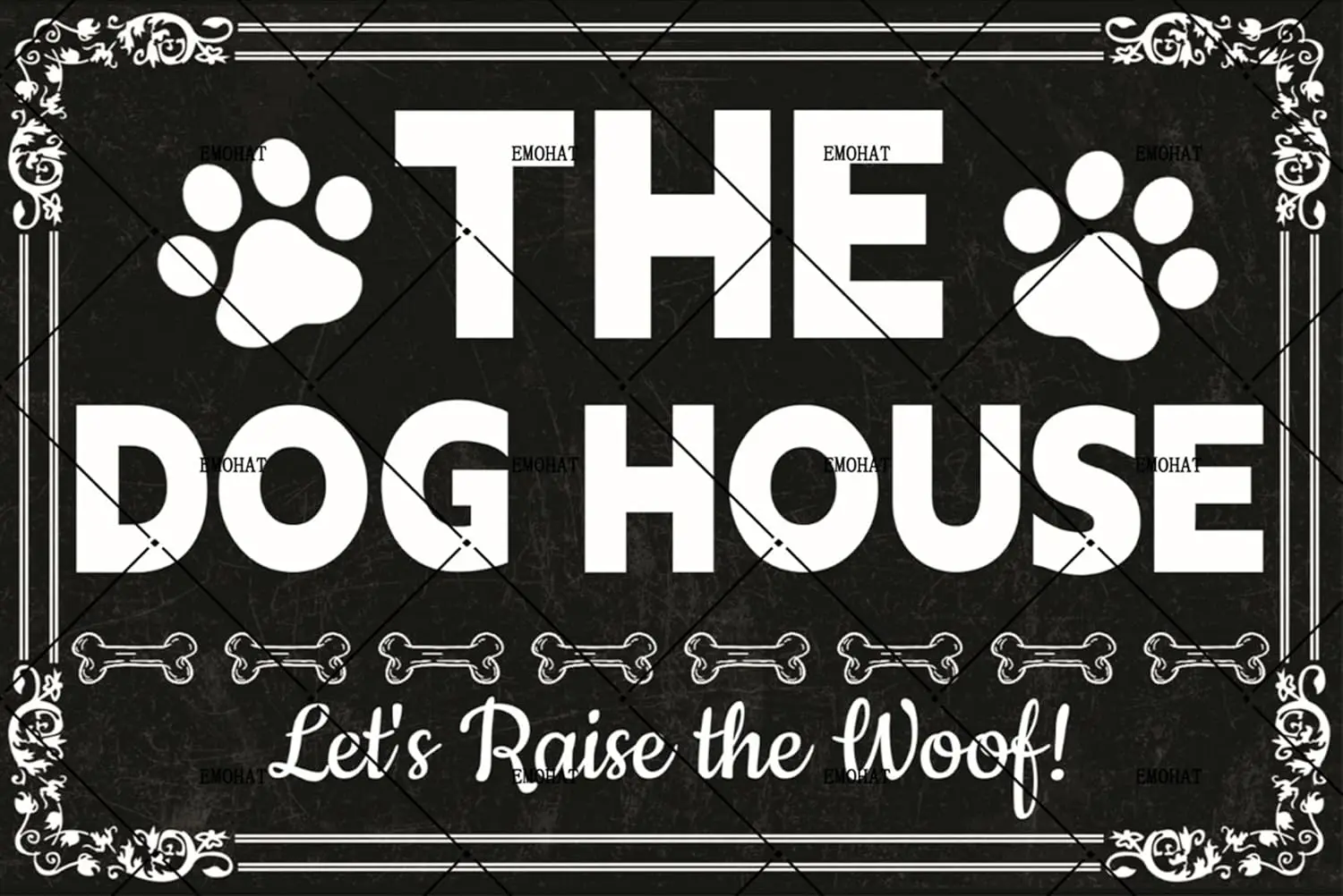 EMOHAT Funny The Dog House Metal Tin Sign Let's Raise the Woof Metal Sign Home Living Room Farmhouse Yard Garden Man Cave Me