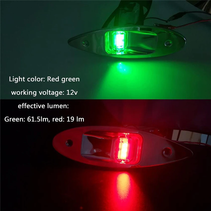 12V Green/Red LED Ship Yacht Boat Marine Navigation Side Bow Signal Lights