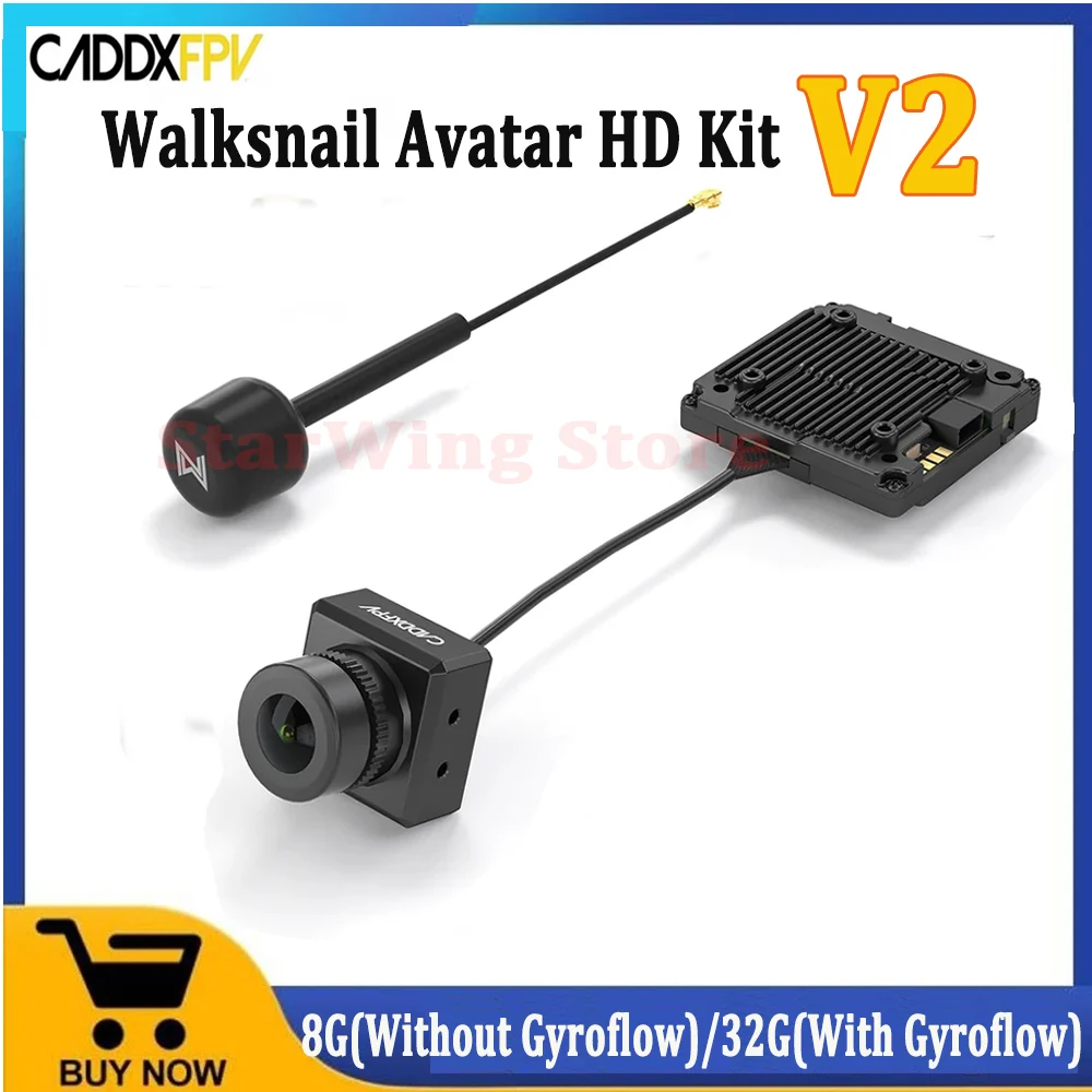 Walksnail Avatar HD Kit V2 1080P HD 160° FOV Camera 8G (Without Gyroflow) / 32G(With Gyroflow) Built-in Storage VTX for FPV