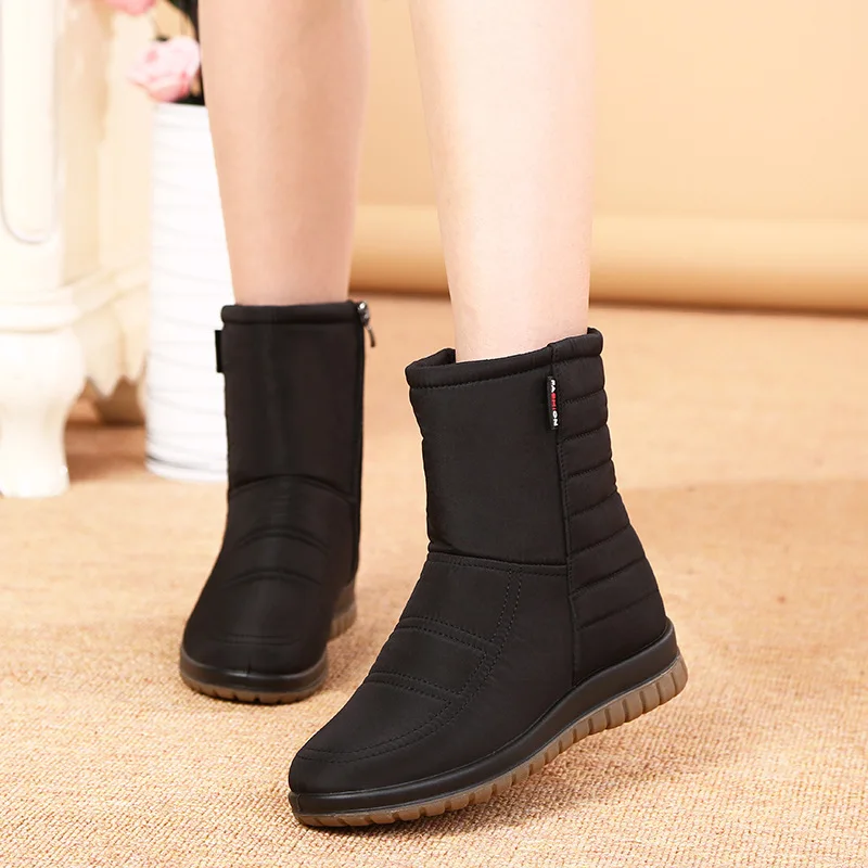 Waterproof Snow Boots Women Winter Shoes Non-slip Cold Winter Women Ankle Boots Non-slip Ladies Cotton Shoes Big Size 42 DX036