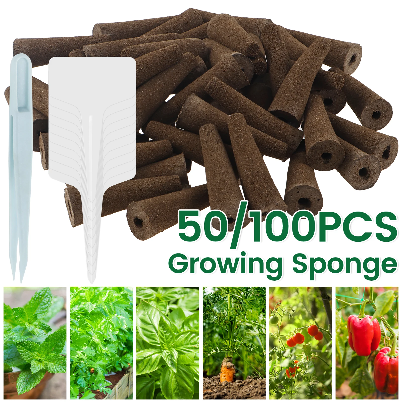 100Pcs Seed Grow Sponges Replacement Root Growth Sponges Seedling Starter Plugs Starting Seed Pod Hydroponic Garden Planting