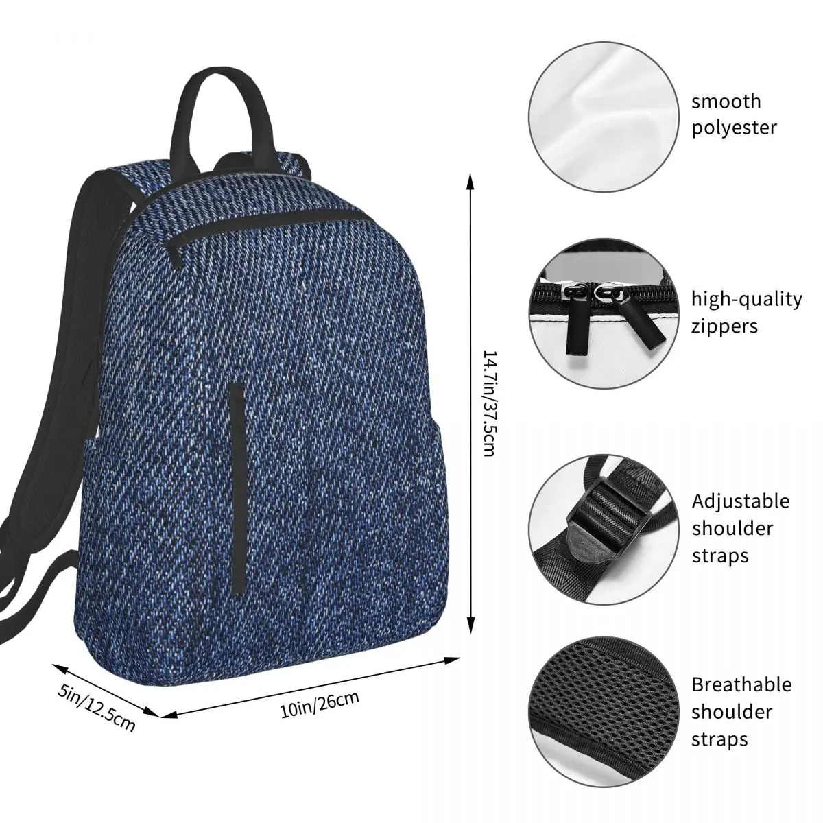 Denim Jeans (8) Backpack Student BookBag Boys Girls School Bag Laptop Shoulder Bags Men Women