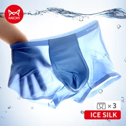 MiiOW 3Pcs Ice Silk Men Underwear Boxer Men's Panties Comfortable Graphene Sexy Underpants Boxers Shorts for Men  MRY005