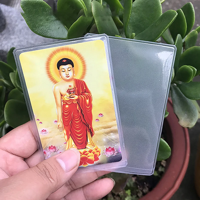 2pcs PVC Transparent Card Holder Tai Sui Amulet Card Cover Buddha Card Cover God Of Wealth Card Cover Protective