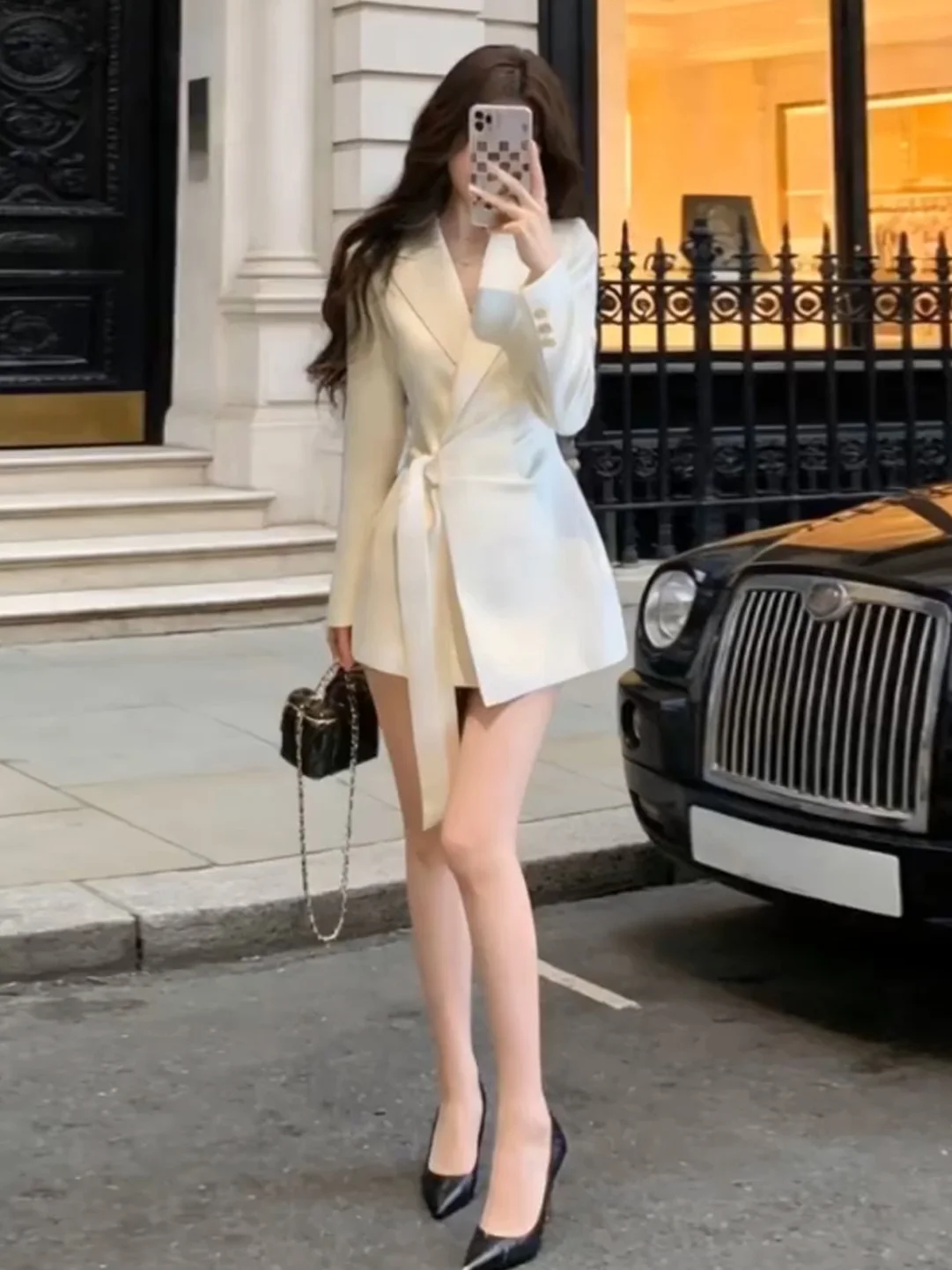 

Модное платье-костюм с завязками на талии, женское, новинка 2026 года, элегантное, привлекательное, универсальное, для офиса, из полиэстера, с длинным рукавом