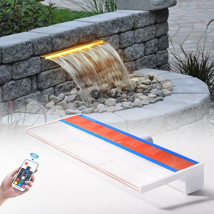 

Открытый фонтан для бассейна, водопад, 7-цветный светодиодный садовый фонтан для водяного рабочего стола