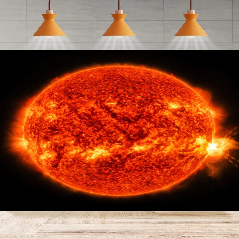 Solar System Photography Backdrop Sun And Its Flare Outer Space Sun Planet Surface Background Home Party Backdrop Wall Banner