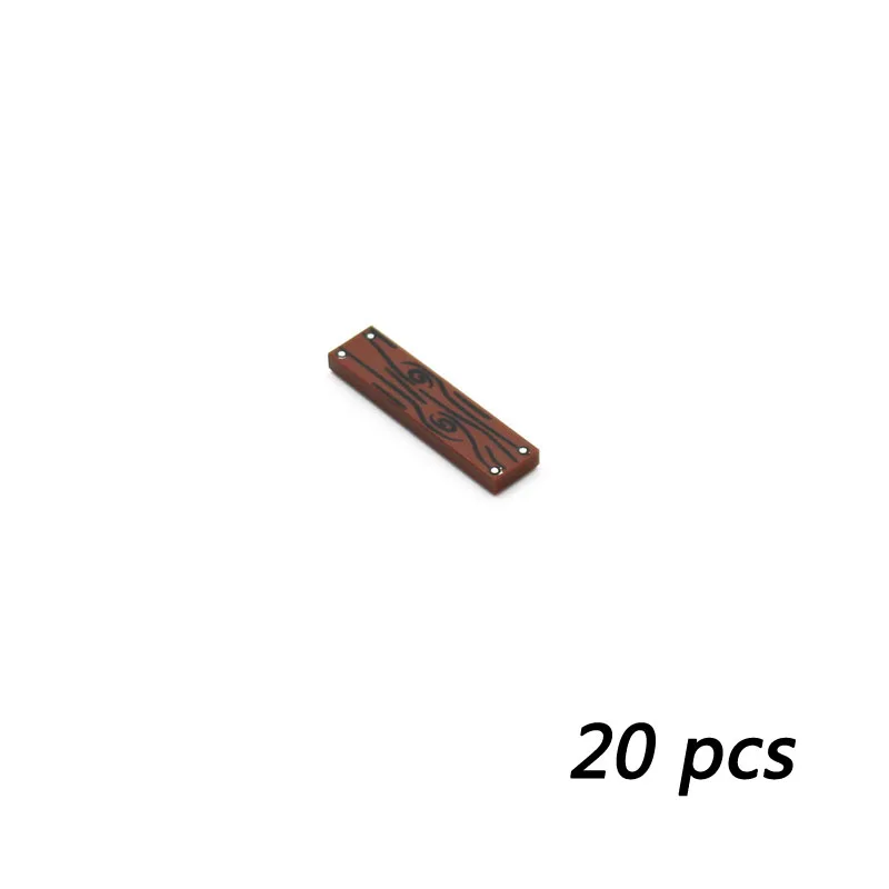 MOC Assembles Tile 1x4 with Wood Grain Danger Stripes 2431 pb243 pb661 Building Blocks Parts DIY Bricks City Street View Toys