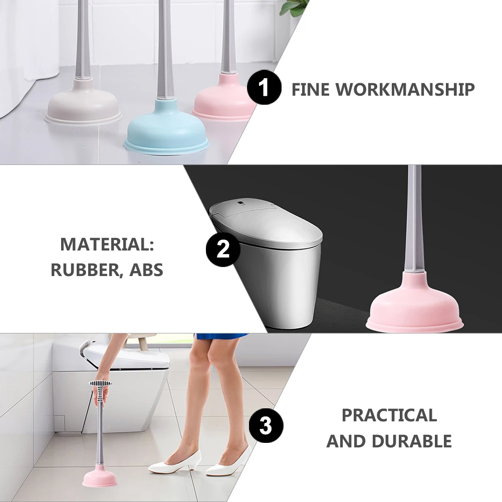 

2pcs Toilet Plunger Strong Suction Unclog Tools Cleaning Accessories Sewer Pipe Cleaner Bathroom Kitchen Home Office Hotel