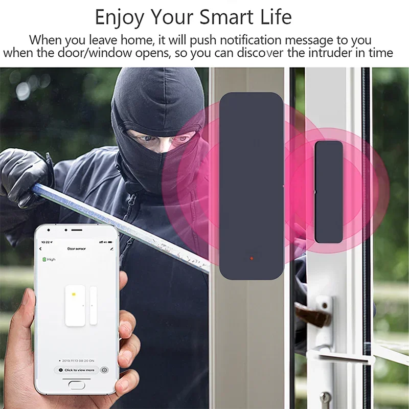 Tuya Zigbee Wifi Door Sensor Window Entry Sensor Security Burglar Magnetic Sensor Alarm Smart Life Work With Alexa Google Home