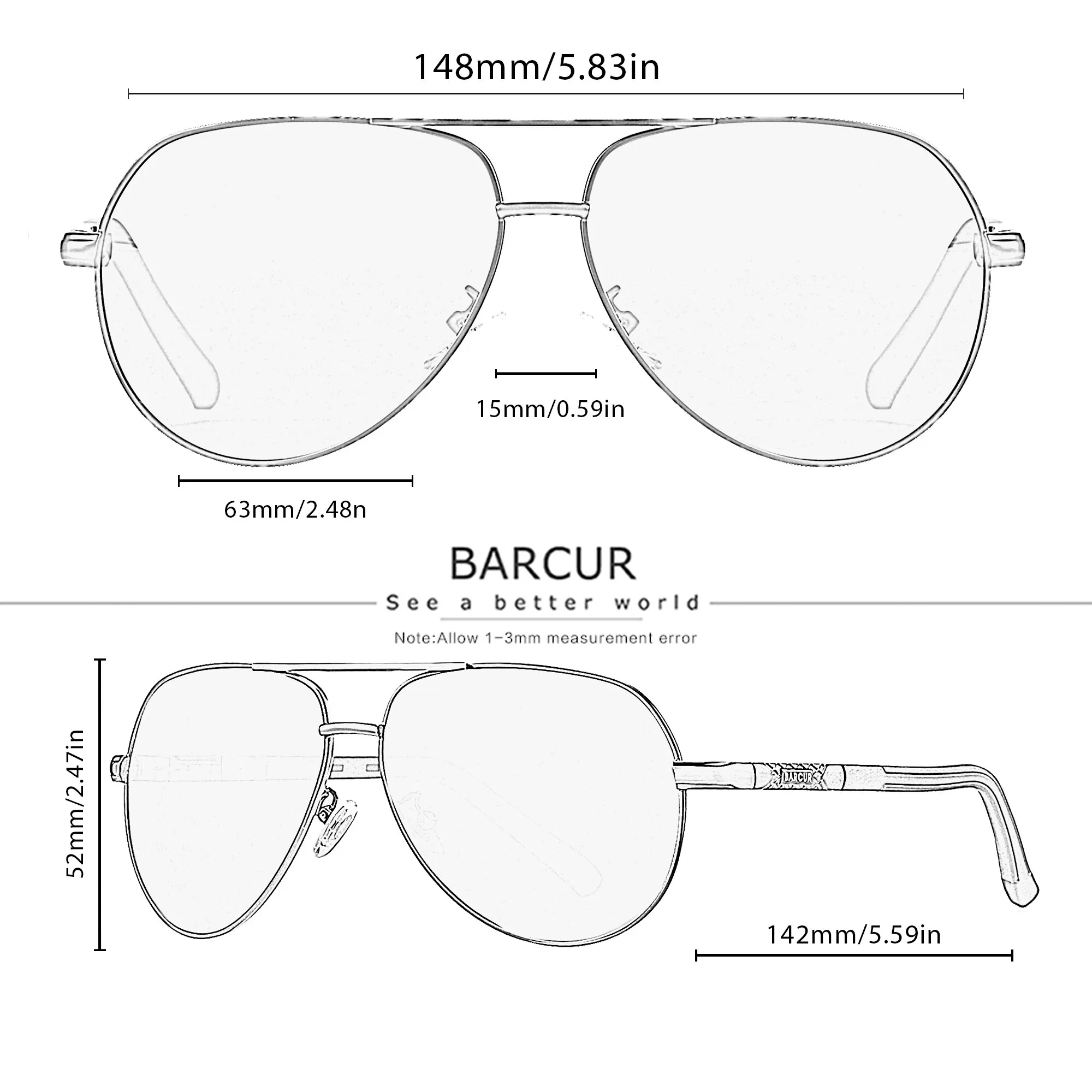 BARCUR Vintage Sunglasses Men Polarized Coating Classic Sun Glasses Women Shade Male Driving Accessories Eyewear