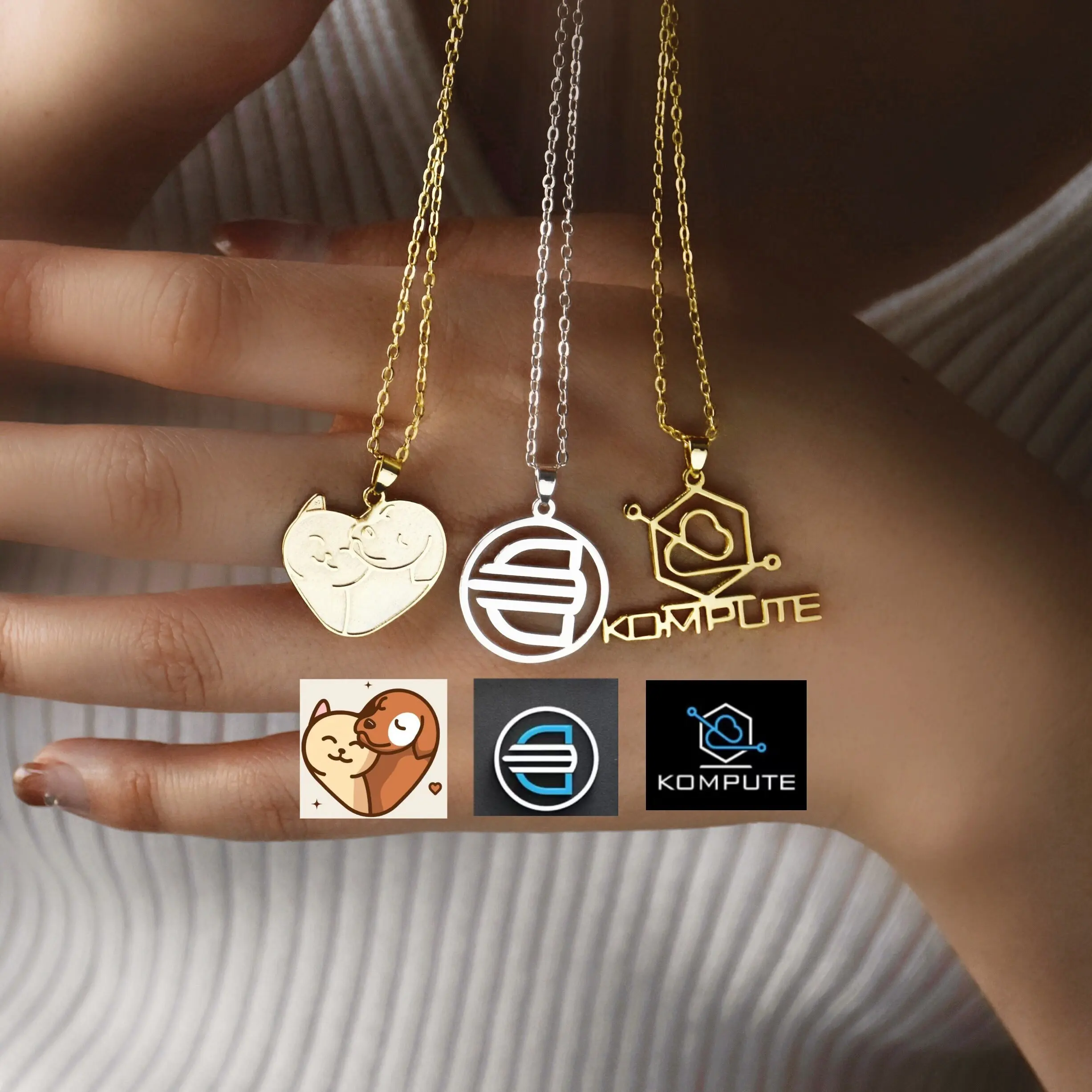 Custom Logo Necklace•Logo Necklace Personalized Business Wedding Logo Necklac Customized Stainless Steel Pendant Gifts