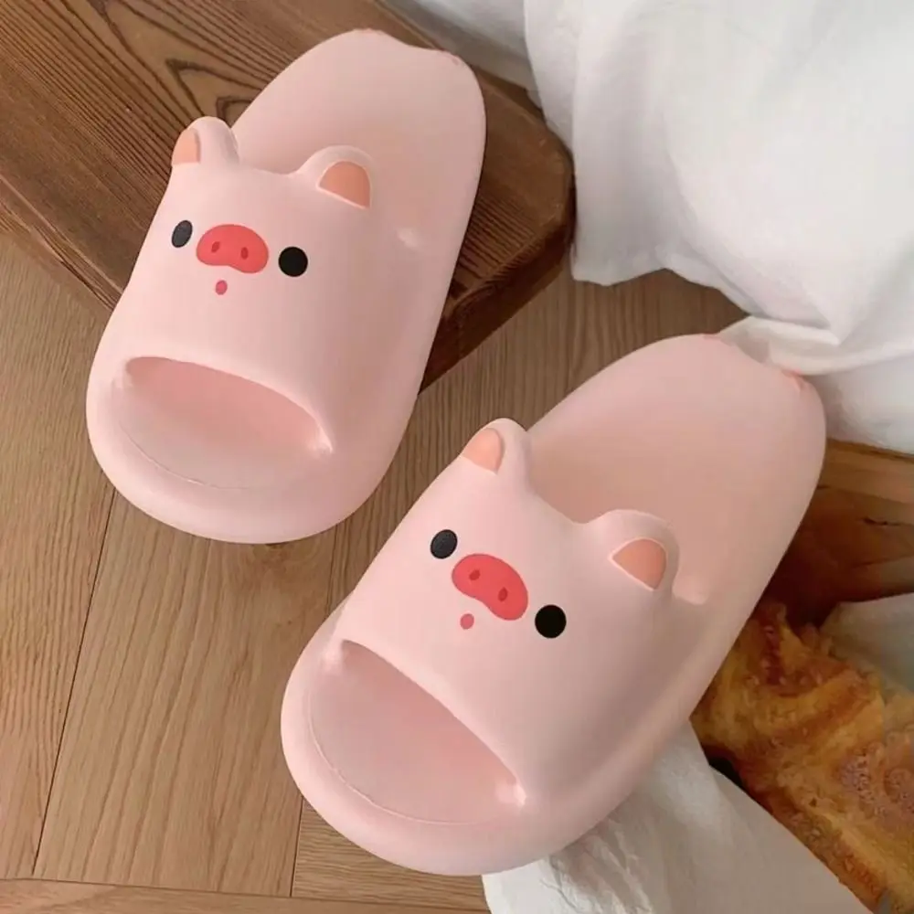 عارضة الكرتون القط خنزير النعال لطيف المضادة للانزلاق Kawaii النعال النساء بحر أحذية لينة وحيد الشرائح الصنادل المنزل #5