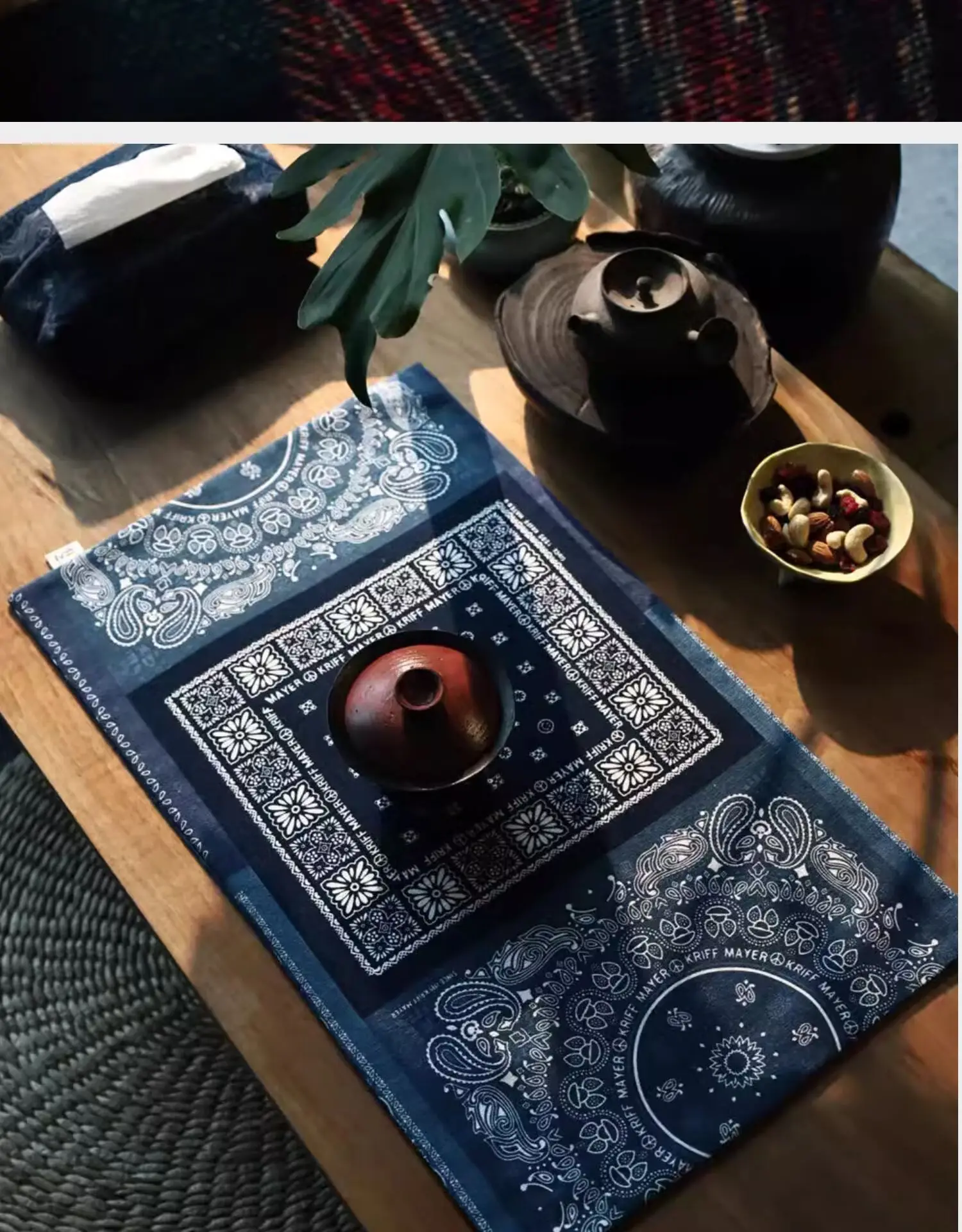 طراز Wasabi طباعة تذوق الشاي مضادة للحرق تقليد ماء مالح طاولة صغيرة العلم المطبوع حصيرة الشاي النسيج الجدول العلم ماصة