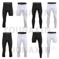 Men's Sports 3/4 Cropped Pants Base Layer Exercise Trousers Running Tights Basketball Training One Leg Leggings S M L XL 2XL 3XL