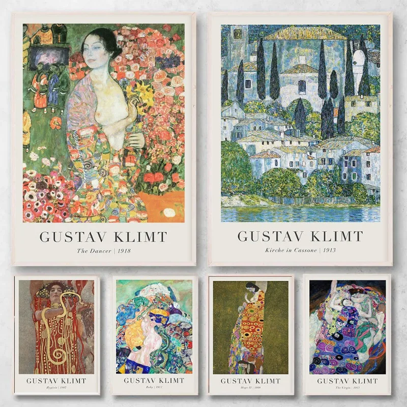 Gustav Klimt Abstract Exhibition Artwork Landscape Poster and Prints Canvas Printing Wall Art Picture for Living Room Home Decor