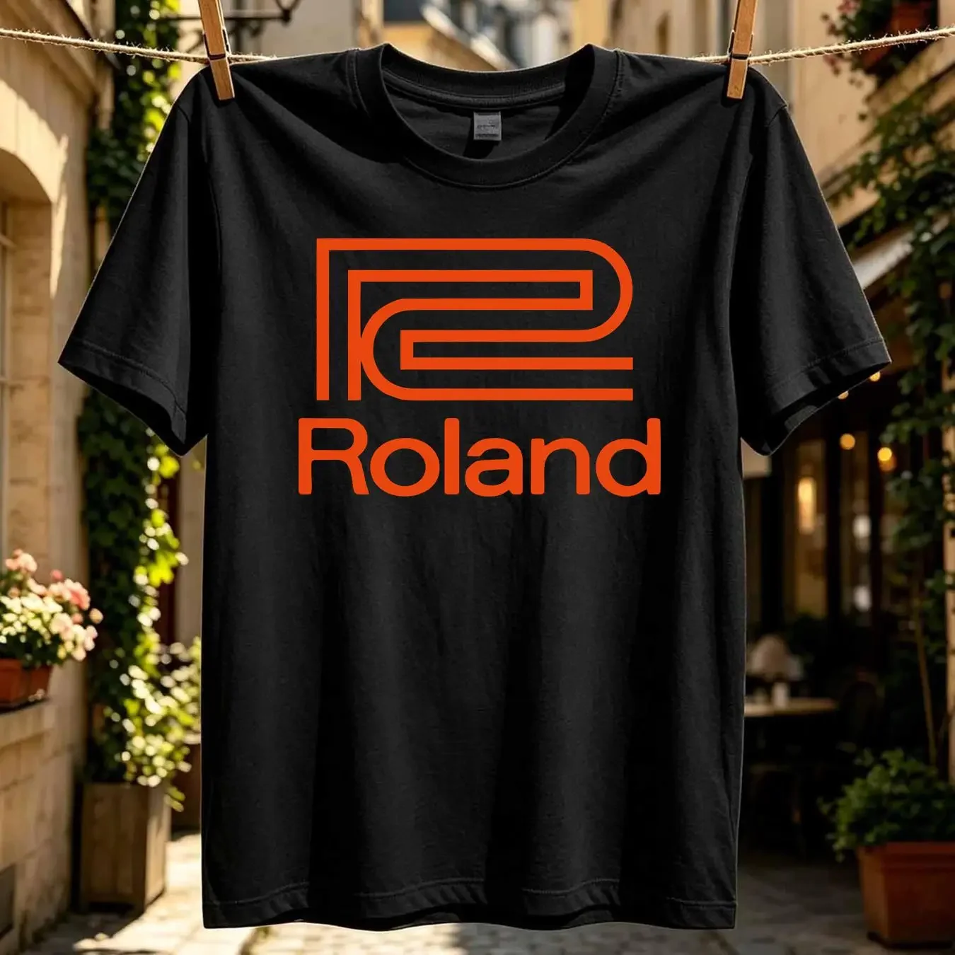 washed T Shirt Roland Synthesizer Logo Retro long or short sleeves vintage Washed homme Comfortable fashion streetwear