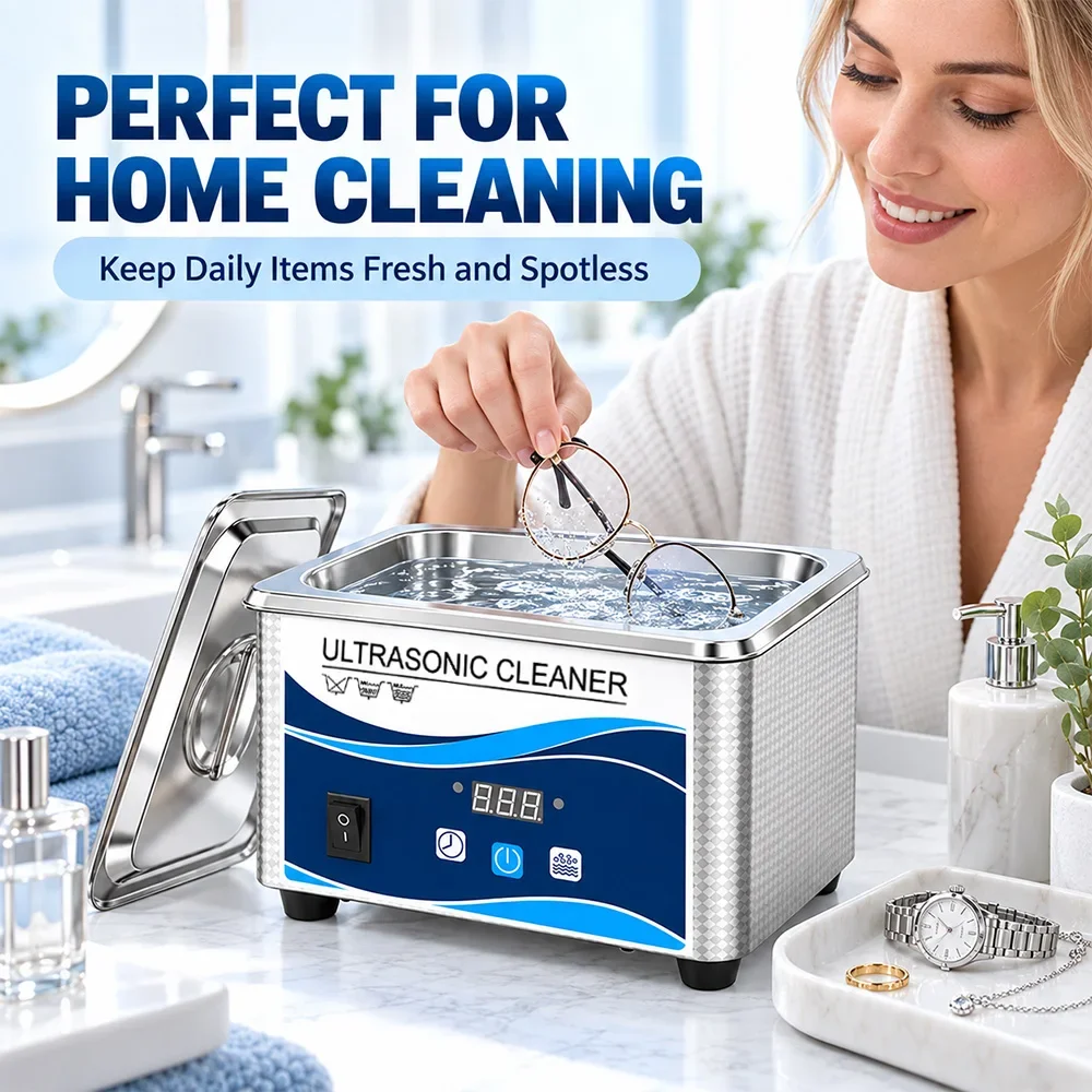 SIHAO Ultrasonic Cleaner 800ml 60W Digital Stainless Steel Bath Degas 110V 220V for Jewelry Watches Glasses Dentures