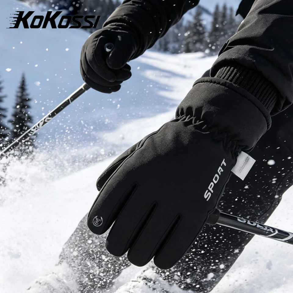 KoKossi Winter Warm Skiing Gloves New Snow Cotton Thick Velvet Waterproof Windproof Touch Screen Riding Sports Gloves Unisex