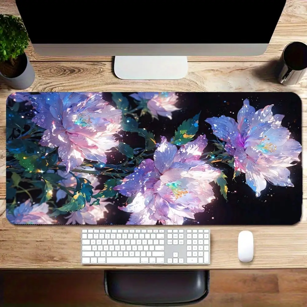 

Glowing Flowers Mouse Pad Large Rubber Base Anti-slip PC Desk Accessories Mousepad for Offices and Gamer Keyboard Mats Decor Mat