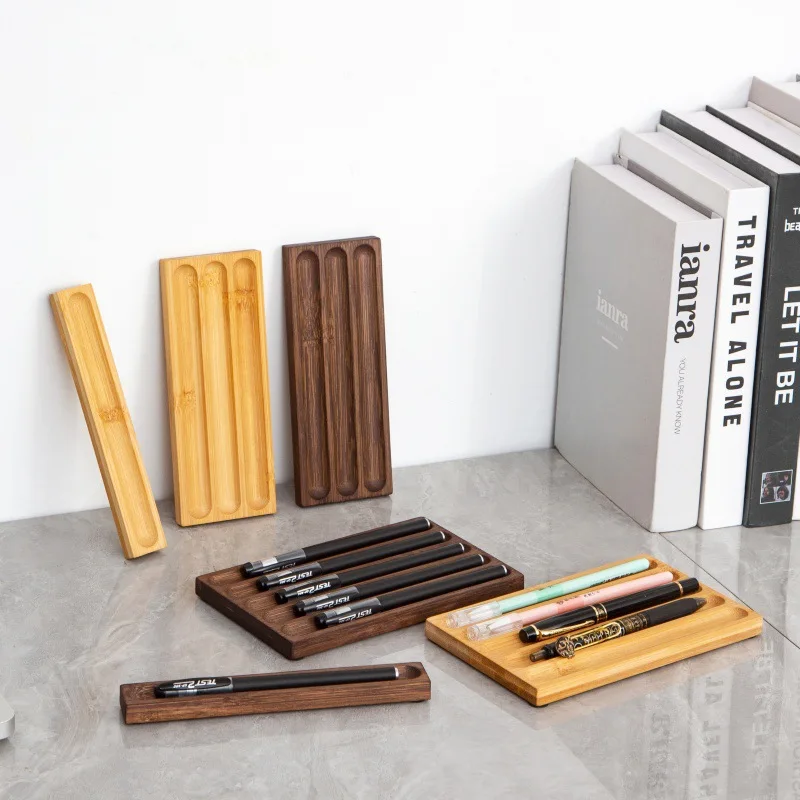 Fountain Pen Holder Desktop Display Rack Wooden Pen Stand  for Office Home School Classroom Desk SuppliesSupplies Stationery