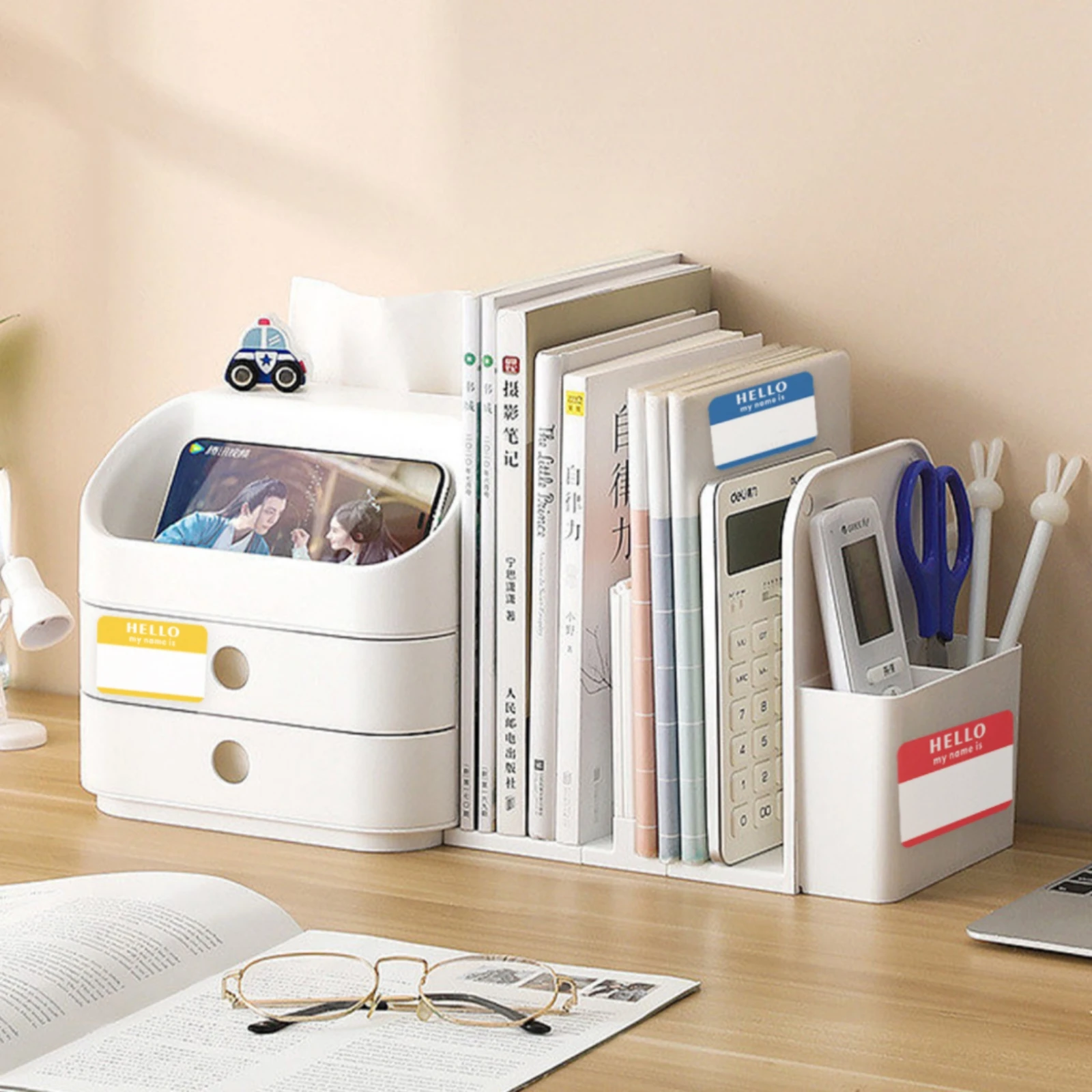 Adhesive Name Label Stickers Blank Roll Label Stickers Writable Sticker White Writing Area Office Supply Colored Header