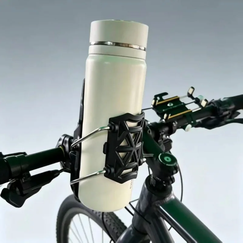 Rotating motorcycle cup holder, adjustable and attached to the handlebars for electric vehicles, comes with a hand protection la