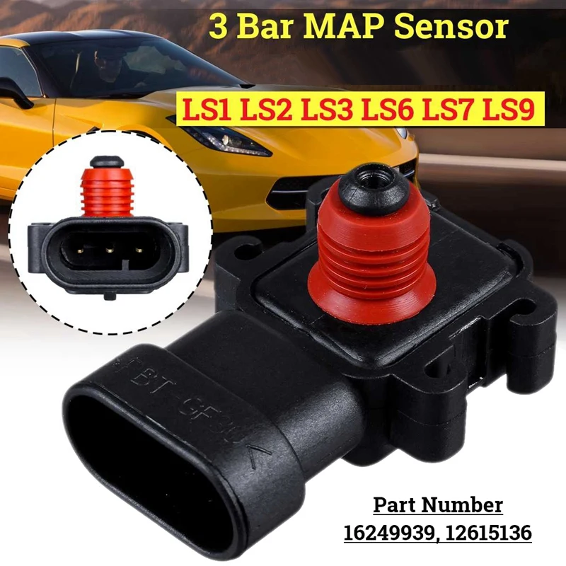 3 Bar Air Intake Pressure MAP Sensor For Chevrolet Silverado Suburban Cadillac/GMC LS1 LS3 LS6 LS7 LS9 LQ4 LY6 12615136