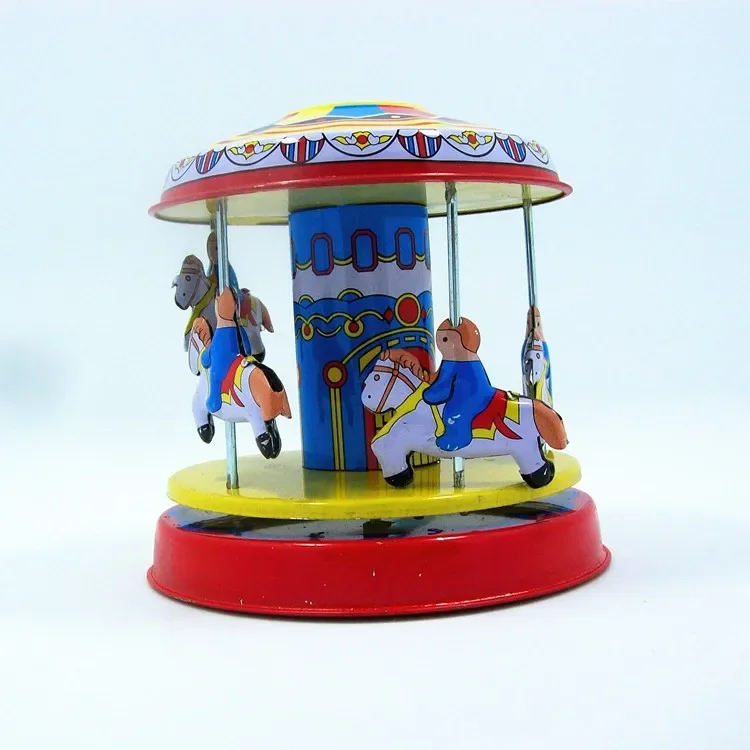 [Funny] Classic collection Retro Clockwork Wind up Metal Tin Gear High-wheel Carousel toy Mechanical toys kids baby gift