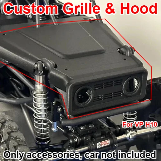 For VP H10 1/10 RC Tube Frame Crawler Vehicle Retro Style Front Grille Hood Custom Model Number Decorative Styling Upgrade Parts
