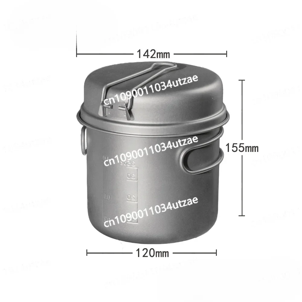 Outdoor Pure Titanium Set Pot Portable Titanium Pot Soup Pot Frying