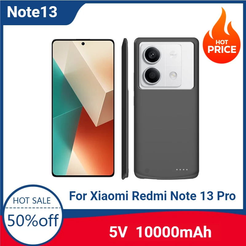

New 10000mAh For Xiaomi Redmi Note 13 Pro Note 13 Pro Note13 5G External Battery Cases Portable Charger Power Bank Cover Case