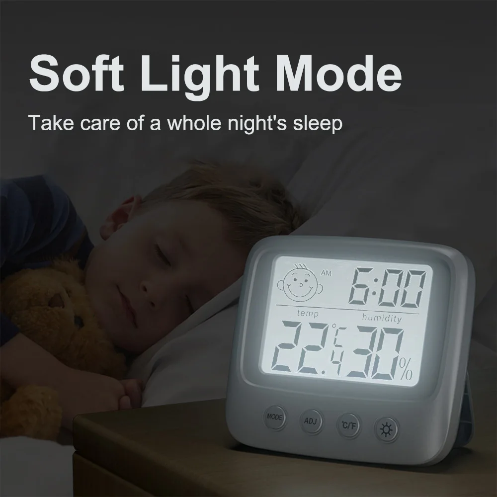 Household baby room temperature and humidity meter, backlight LCD digital screen wall-mounted or standing high-precision meter